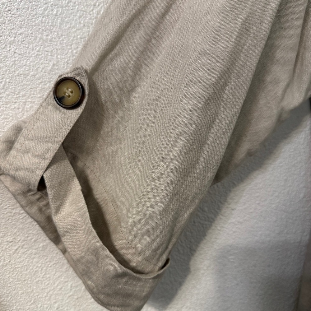 For Cynthia Woman 100% Linen Hooded Jacket 3X Beige Lagenlook Coastal Minimalist - Picture 6 of 7